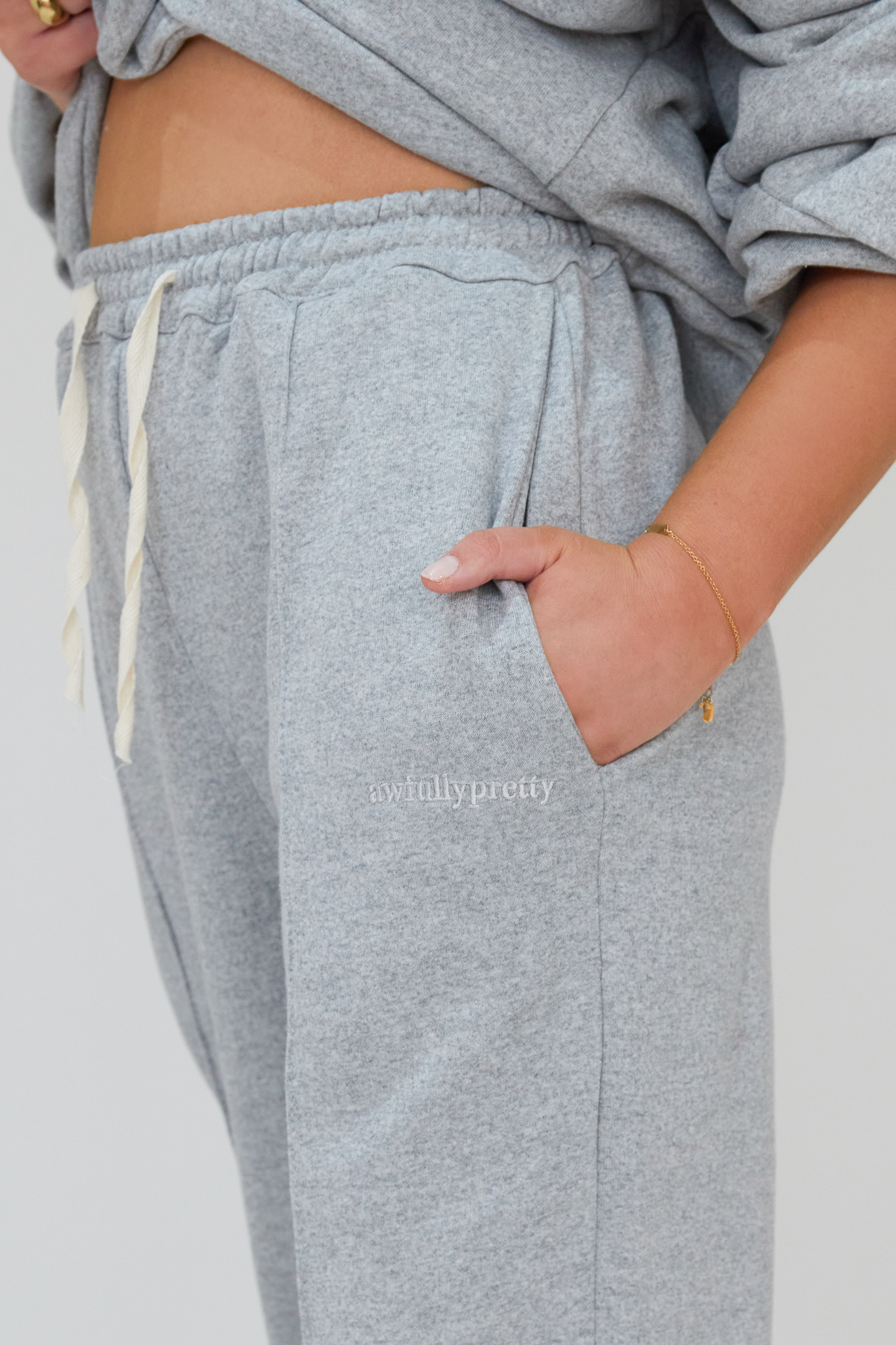 Awfully Pretty0038 2 Pintuck Straight Joggers in Grey - Image 7